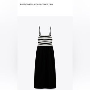 ZARA Black and White Crochet Trim Dress